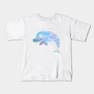 Watercolor cute blue dolphin Kids T-Shirt